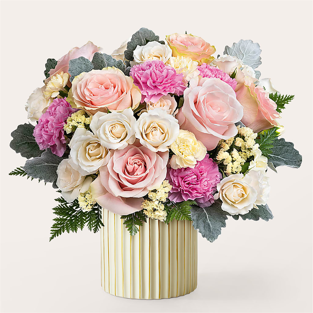 Blissful Moments Bouquet with Ivory Vase – Fantasy Decorations And Flower Shop, Hawthorne CA