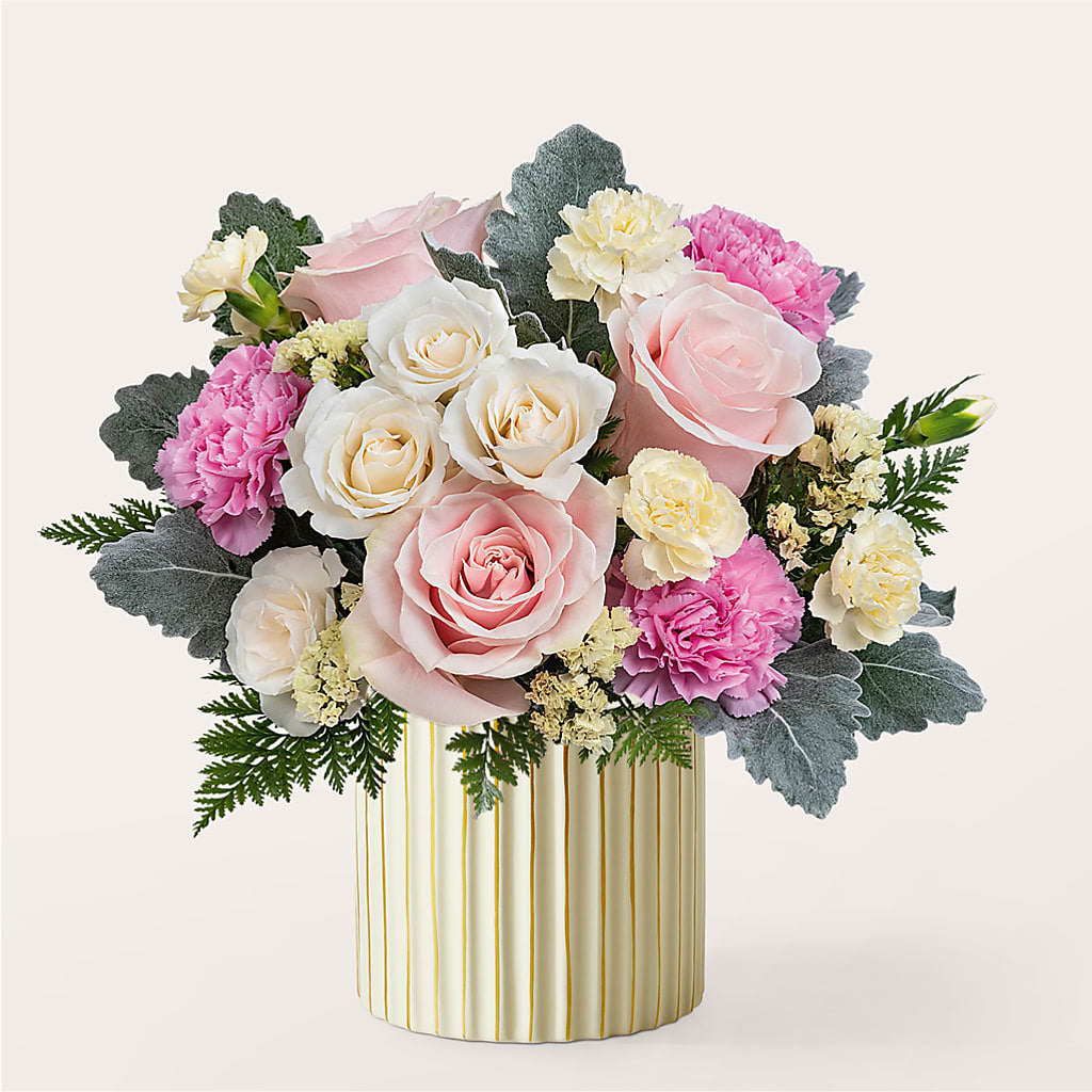Blissful Moments Bouquet with Ivory Vase – Fantasy Decorations And Flower Shop, Hawthorne CA