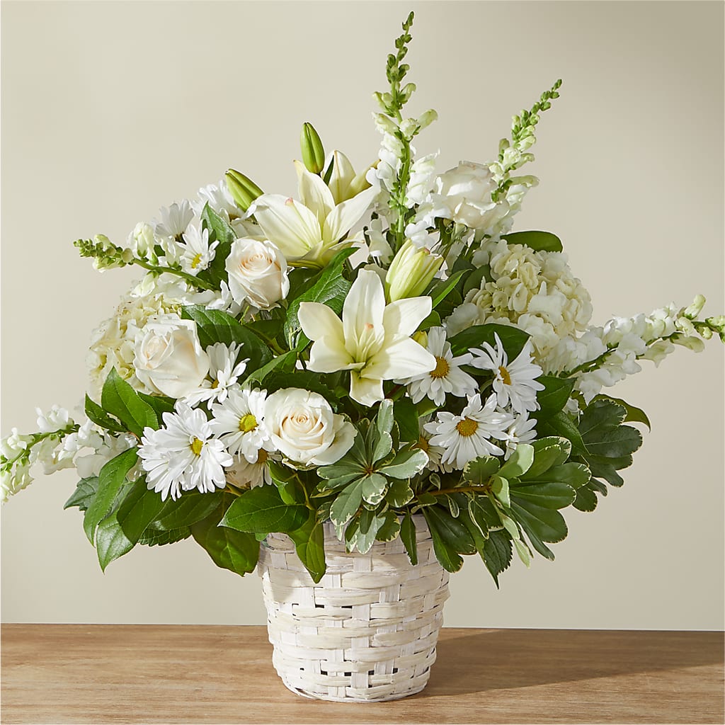 Ivory Elegance Floral Basket – Fantasy Decorations And Flower Shop, Hawthorne CA