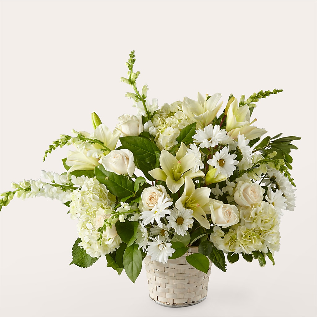 Ivory Elegance Floral Basket – Fantasy Decorations And Flower Shop, Hawthorne CA