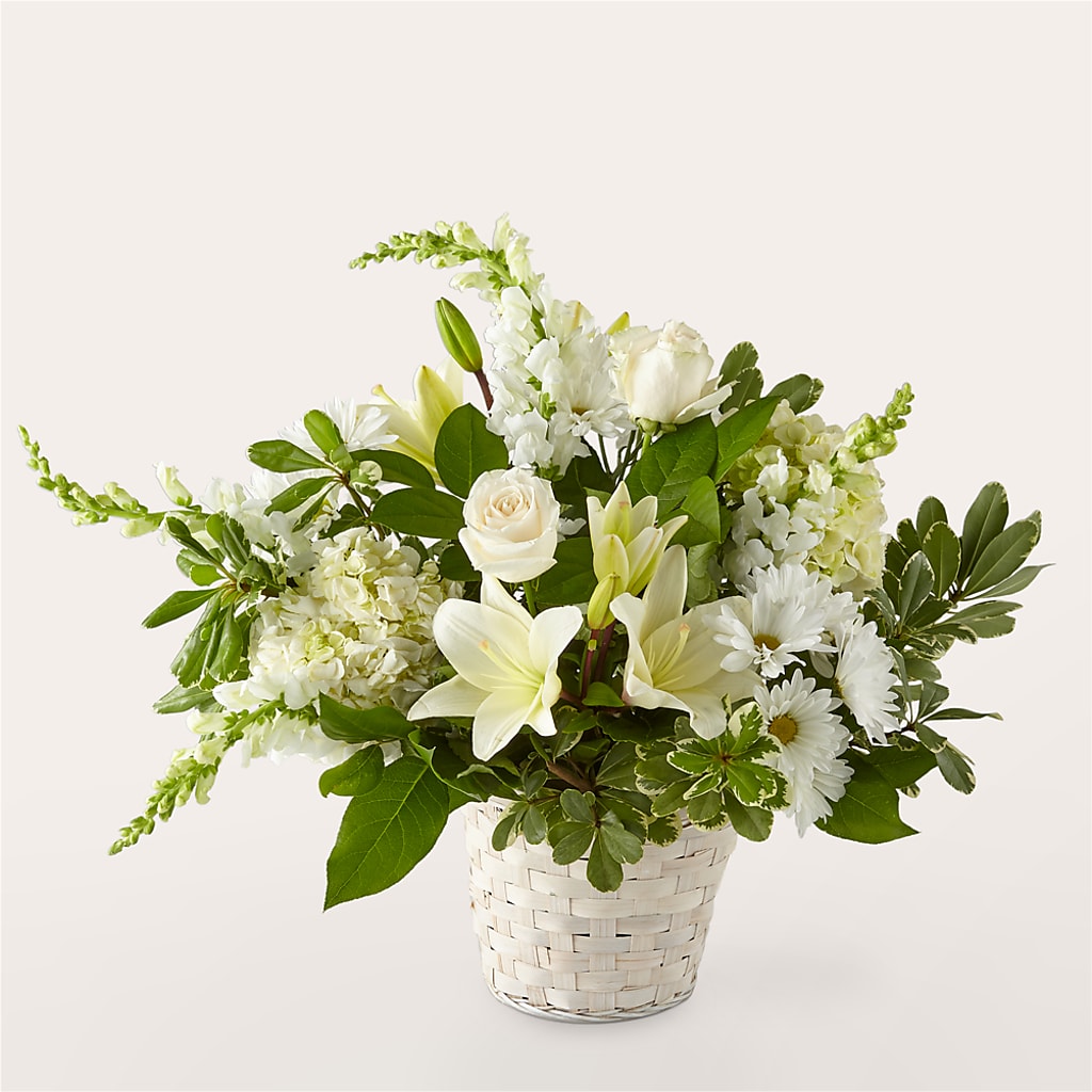 Ivory Elegance Floral Basket – Fantasy Decorations And Flower Shop, Hawthorne CA