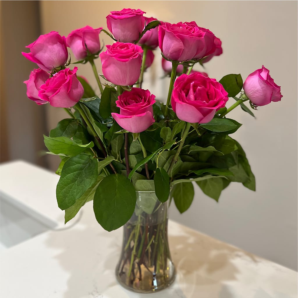 Long Stem Pink Rose Bouquet –  Fantasy Decorations And Flower Shop, Hawthorne CA