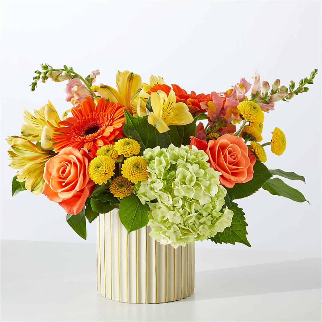 Autumn Sunshine Bouquet with Ivory Vase –  Fantasy Decorations And Flower Shop, Hawthorne CA