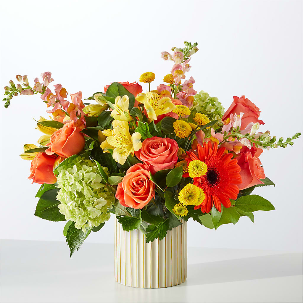 Autumn Sunshine Bouquet with Ivory Vase –  Fantasy Decorations And Flower Shop, Hawthorne CA