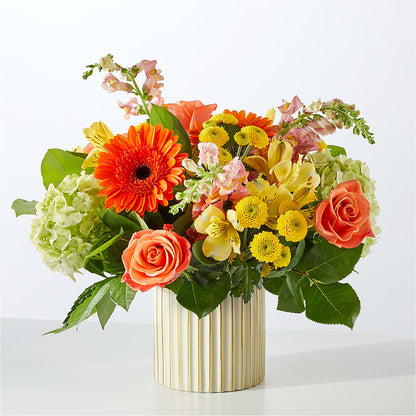 Autumn Sunshine Bouquet with Ivory Vase –  Fantasy Decorations And Flower Shop, Hawthorne CA