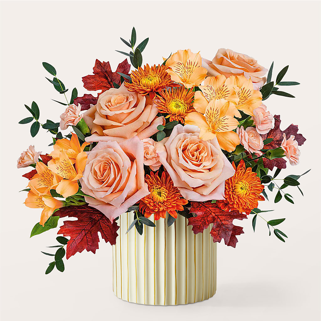 Spiced Latte Bouquet with Ivory Vase –  Fantasy Decorations And Flower Shop, Hawthorne CA