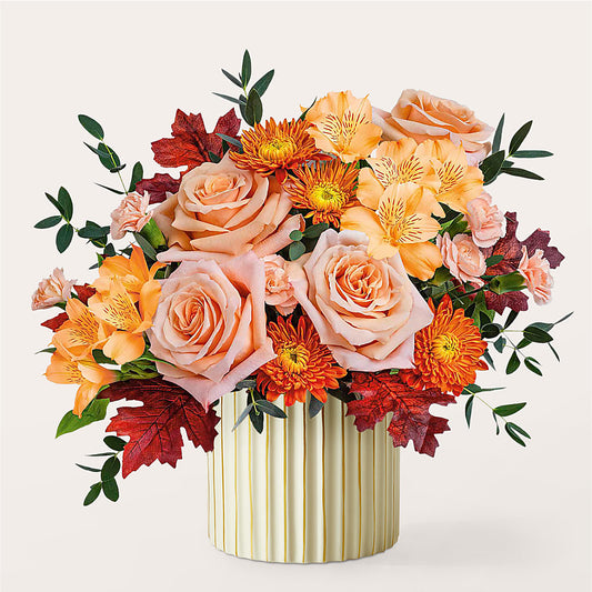 Spiced Latte Bouquet with Ivory Vase –  Fantasy Decorations And Flower Shop, Hawthorne CA