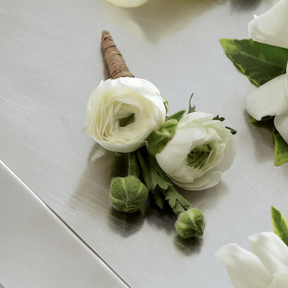 White Ranunculus Boutonniere –  Fantasy Decorations And Flower Shop, Hawthorne CA