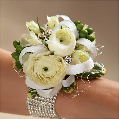 White Wedding Corsage –  Fantasy Decorations And Flower Shop, Hawthorne CA